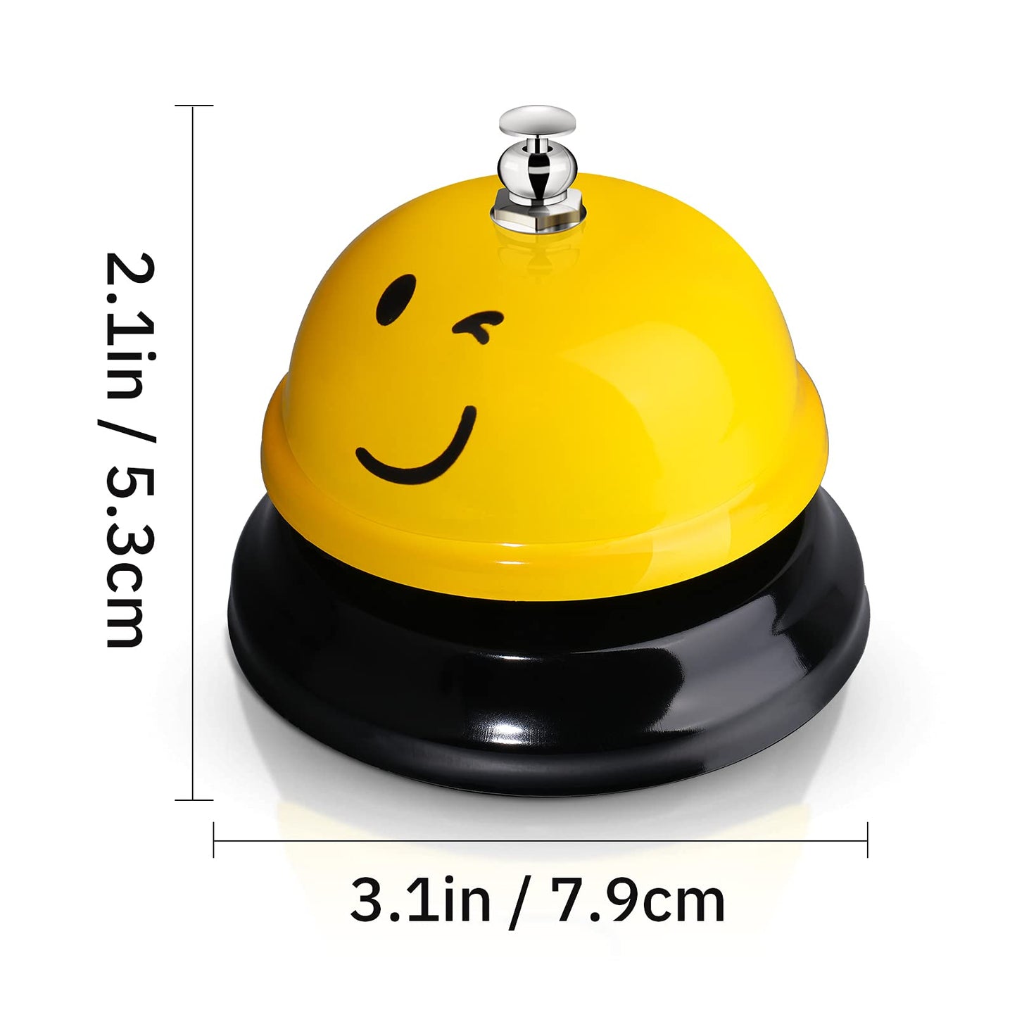 Hotop 3 Pcs Desk Bell for Service Funny Front Desk Smile Face Metal Ringer Call Bell for Kitchen Hotel Restaurant Classroom(Smile Face,Yellow)