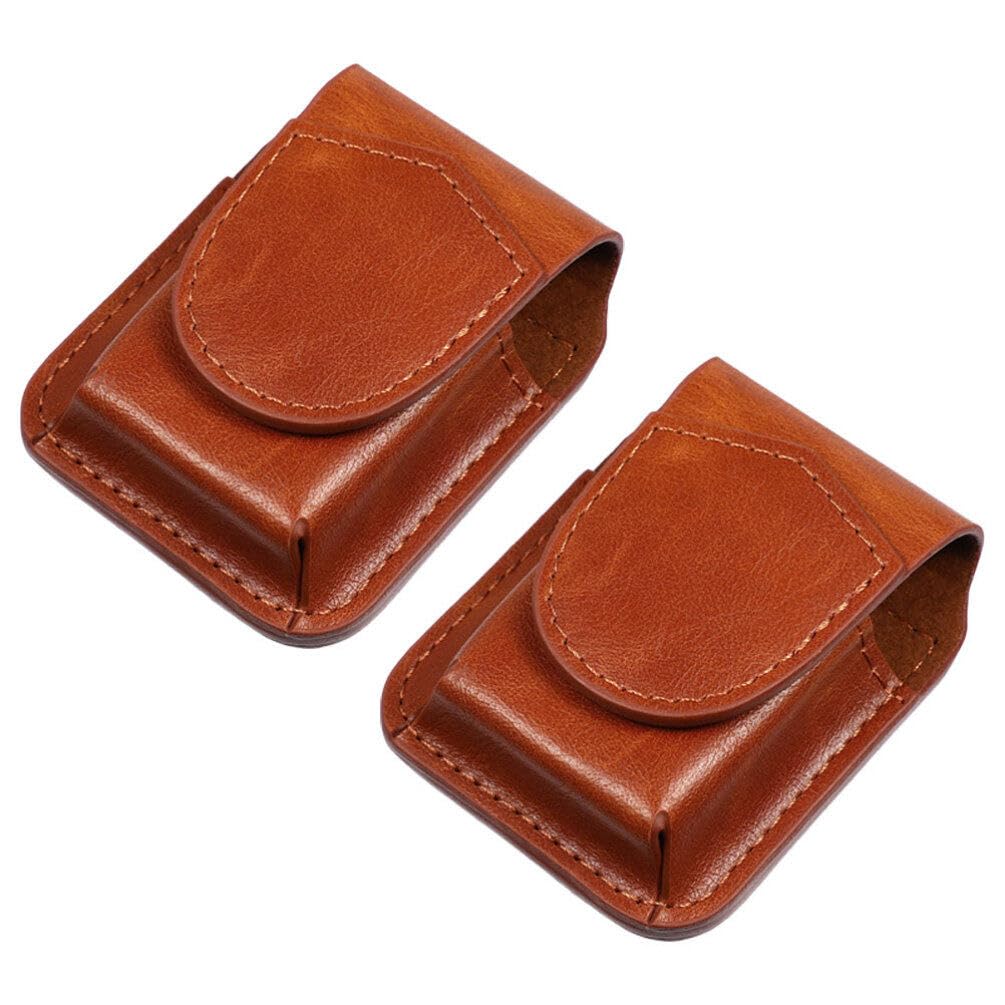iplusmile Leather Lighter Case 2 Pack Cigarette Lighter Protective Sleeve Portable Storage Cover with Magnetic Buckle Compact 2.95X2.36X1.18In for Men