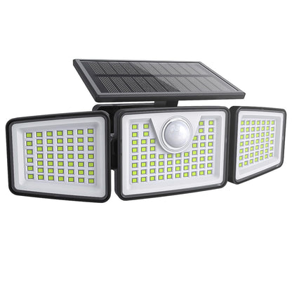 daphino 2500LM Solar Lights Outdoor with Motion Sensor,3 Head 270° Wide Angle Street Area Lights,IP65 Waterproof Security Lighting with 3 Modes(Remote,1 Pcs)