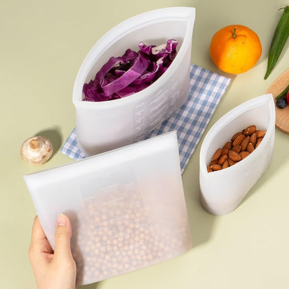 Reusable Food Bags, 12 Pack 100% Silicone Food Storage Bags Stand Up Zip Lock Container, Freezer Microwave Oven Dishwasher Safe, 4 Medium 4 Small 4 Extra Small, Aqua
