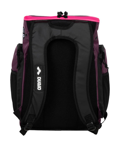 ARENA Spiky III Backpack 45 Swimming Athlete Sports Gym Rucksack Large Training Gear Equipment Swim Bag for Men and Women, 45 Liters, Plum/Neon Pink