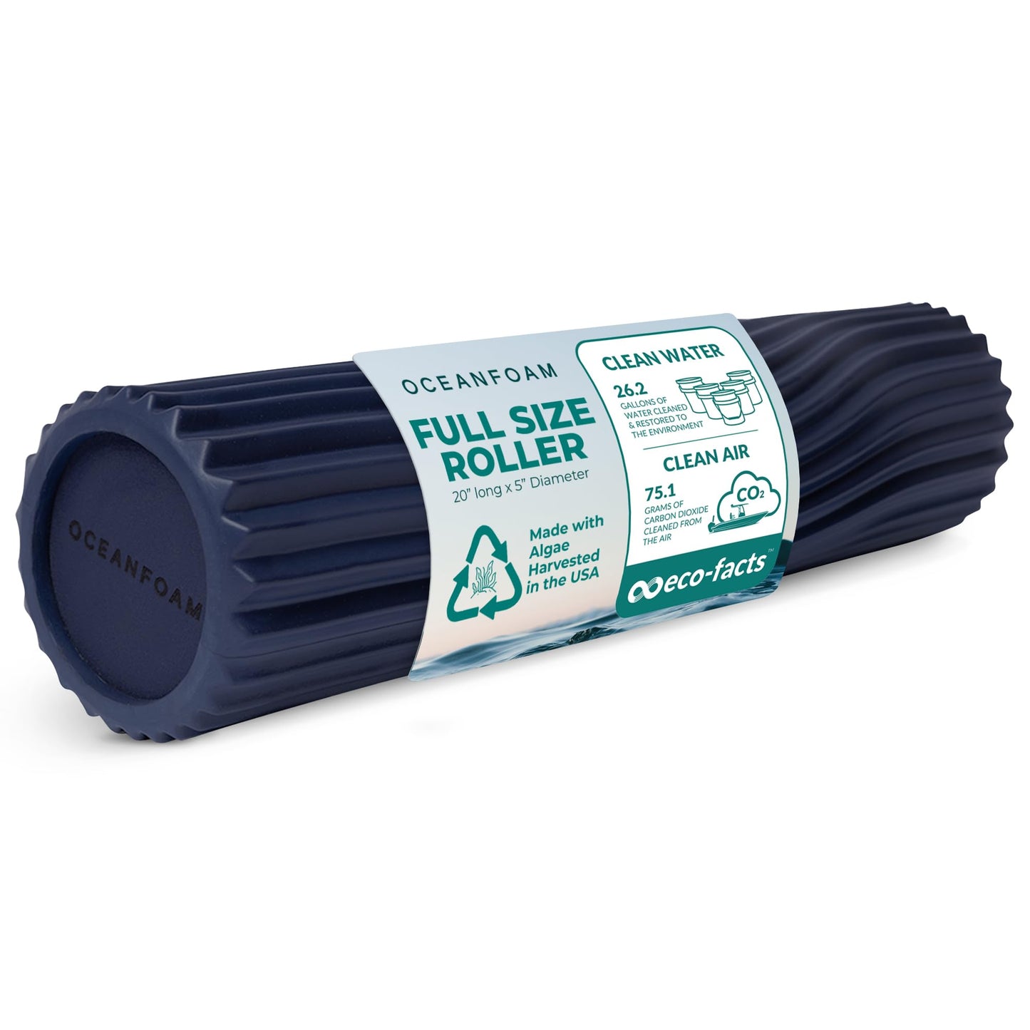 Oceanfoam Tidal Roller - Black Marbled - Muscle Massage Foam Roller for Back Pain & Stretching - Firm and Ergonomic Wide Wave Textured - Yoga, Athletics, & Wellness - Full Size, 20" x 5"