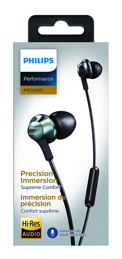 Philips Pro Wired Earbuds with Microphone, Hi-Res Audio in-Ear Headphones with 3.5mm Jack, Comfortable and Durable Build Earphones, Perfect for Music, Calls, and Daily Use, 3 Extra Eartips Included