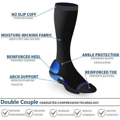 Double Couple 8 Pairs Compression Socks Men Women Knee High Compression Stockings for Sports Support Socks