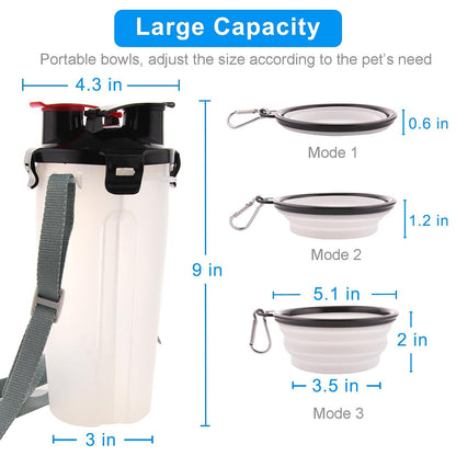 Dog Travel Water Bottle Collapsible Bowls, 2 in 1 Pet Food Container with Collapse Bowls, Outdoor Portable Water Bowls for Walking, Traveling, Camping and Hiking (Orange)