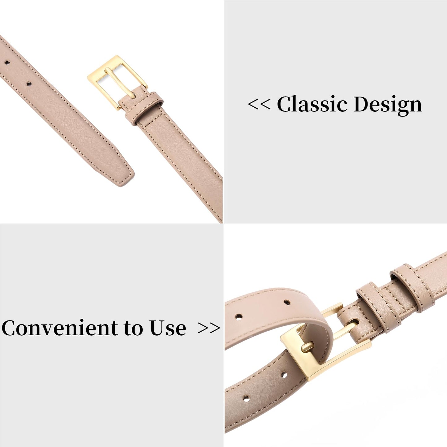 XILTAEN Women's Genuine Leather Belt for Jeans Pants Dresses Ladies Belt with Gold Buckle Waist Belts for Women