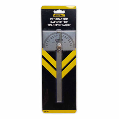 General Tools Angle Protractor #17 Stainless Steel Square Head - Measuring Tool for Carpenters & Woodworking Hobbyists