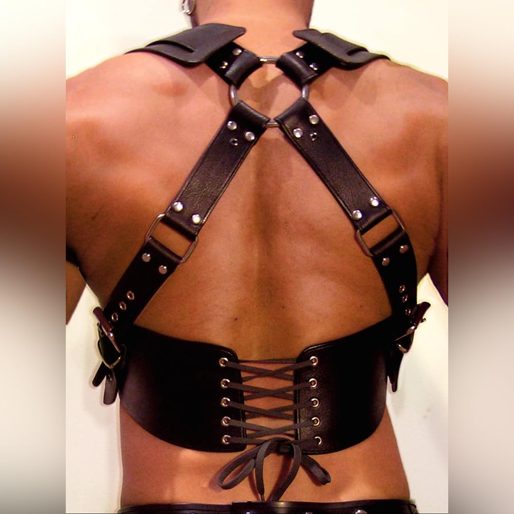 Men's Body Chest Harness Belt Strap Adjustable PU Leather Punk Muscle Show Fashion Halloween Costumes Sexy Body Harness for Cosplay Party Nightclub Clubwear Belt Muscles