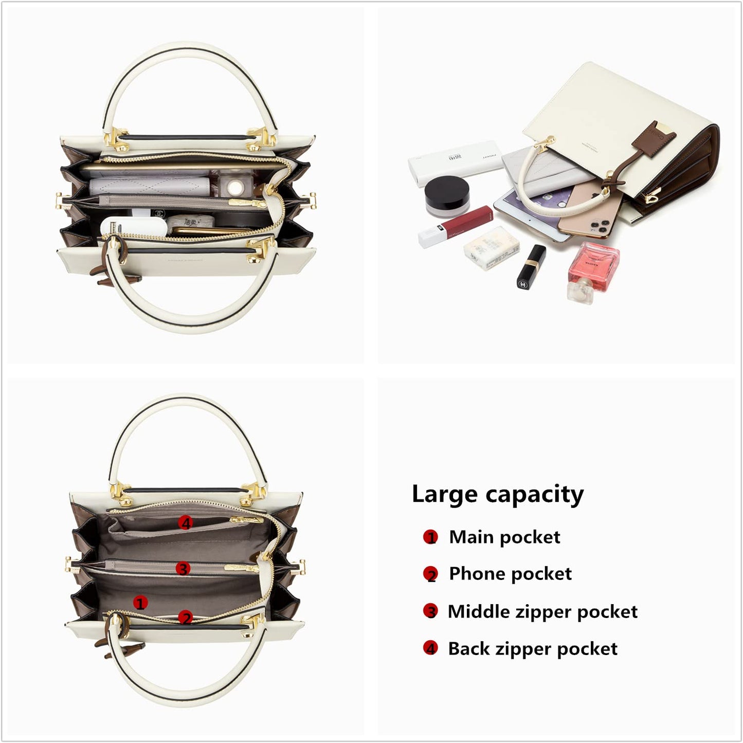 Cnoles Cowhide Leather Tote Handbags Medium Shoulder Bags Ladies Handle Satchel Purse Tote Bag Purse for Women Grey