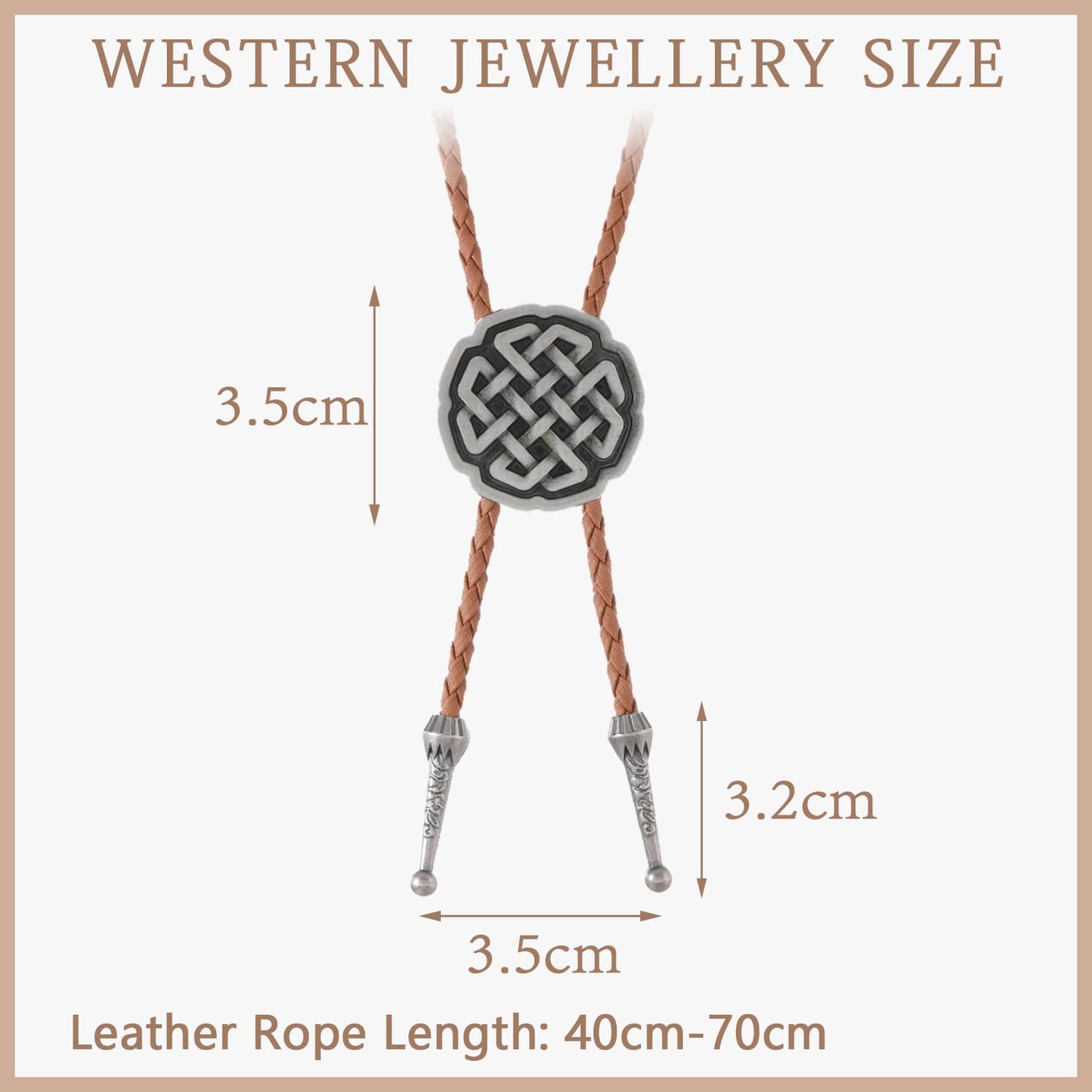 Ynlonghornb Cowboy Bolo Tie for Men and Women, Brown Leather Necktie, Native American Cowboy Accessories for Women (Silver Celtic Knot)