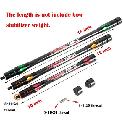 HNZMDY 10 Inch 12 Inch 15 Inch Archery Bow Stabilizer Balance Bar Rod Side Rod Carbon Fiber Stabilizer Dampen Weight for Compound Bow Recurve Bow Accessory (Silver, 12 Inch)