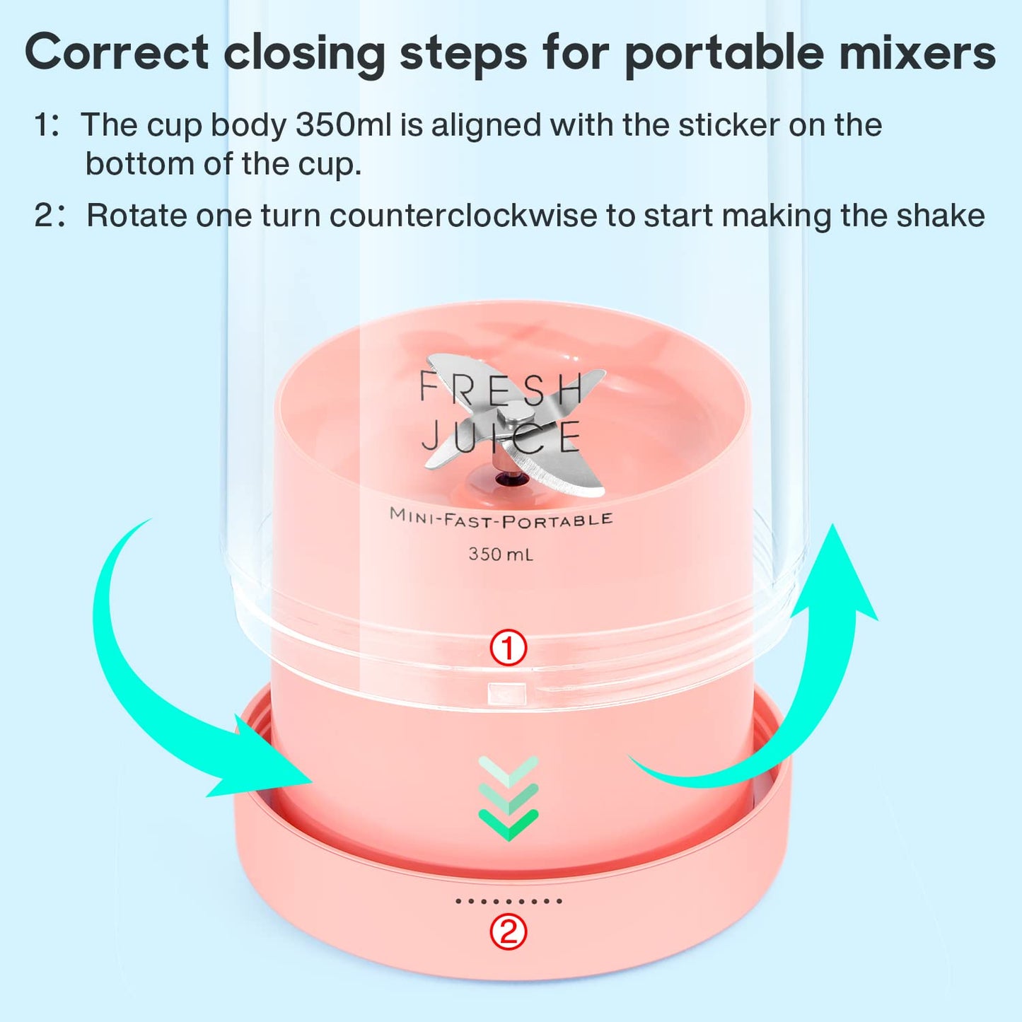 MIAOKE Portable Blender,Fashion Portable Blender for Shakes and Smoothies 11.8 Oz,Magnetic USB Fast Charging Mini Mixer Bottle,Take It for Traveling, Outdoor, Gym, Office, Cars, Gift -PK