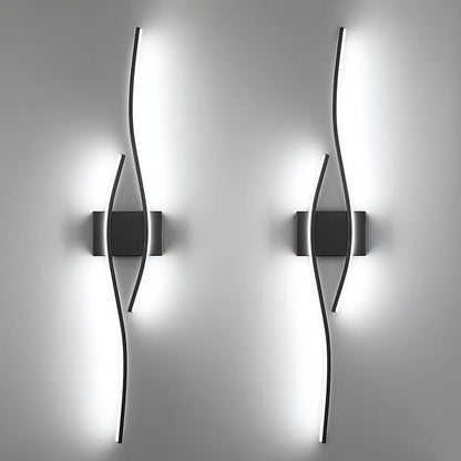 Modern LED Wall Sconce Set of Two with Dimmable, 6000K & Dimming Black Wall Light with LED Wall Lamp for Bedroom Living Room Bathroom Hallway 39.4inch Length
