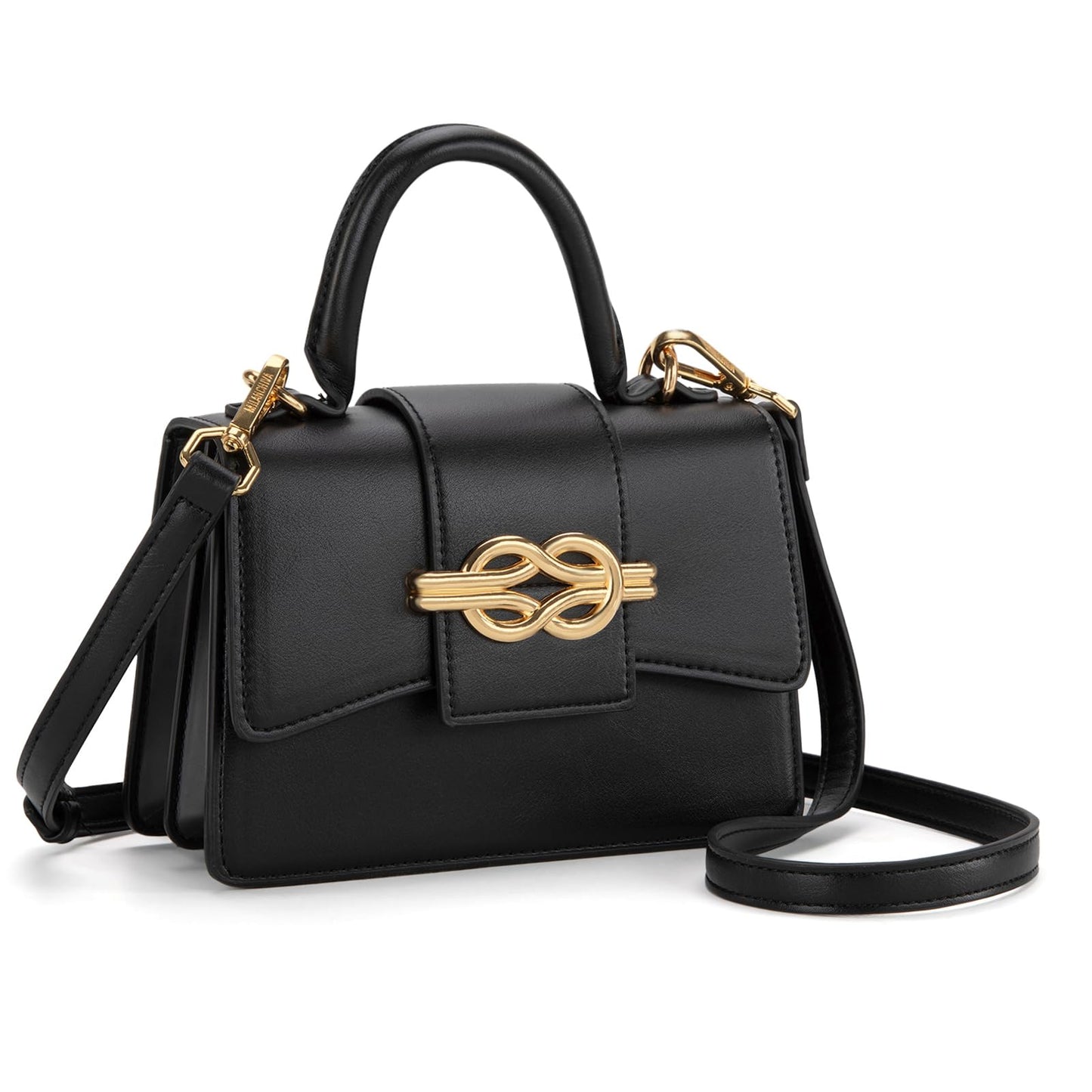 Milan Chiva Small Top Handle Purses for Women Mini Satchel Crossbody Bag Elegant Trendy Square Bag Designer Handbag MC-415BK
