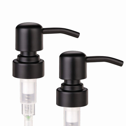 2 Pack Thick Amber Glass Pint Jar Soap Dispenser with Matte Black Stainless Steel Pump, 16ounce Boston Round Bottles Dispenser with Rustproof Pump for Essential Oil, Lotion Soap