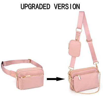 UTO Small Crossbody Bags for Women 3 in 1 Trendy Belt Purse Fashion Designer Mini Cute Sling Fanny Chest Pack