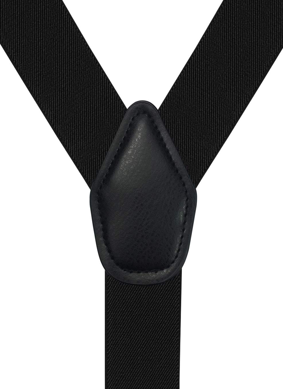 Moulen Men's Y-Back 1.4 Inches Wide Button End Elastic Adjustable Suspenders, Black