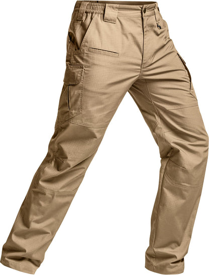 CQR Men's Tactical Pants, Water Resistant Ripstop Cargo Pants, Lightweight EDC Work Hiking Pants, Outdoor Apparel, Raider Mag Pocket Khaki, 38W x 32L