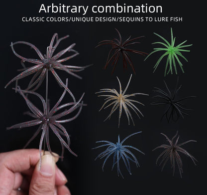 Cuoyuqie 3 pcs Fishing Sea Urchin Lures 9g Silicone Worm Silicone Worm Lure TPE Freshwater Bass Urchin BFS Fishing Lure