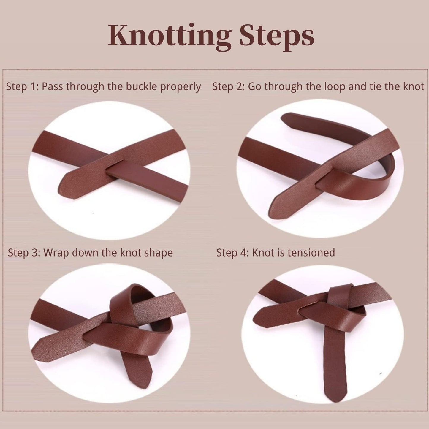 OZJABC Knot Belts For Women Soft Faux Leather Belt Fashion Tie Belts For Women Wrap Belt For Jeans Pants Dress (Brown)