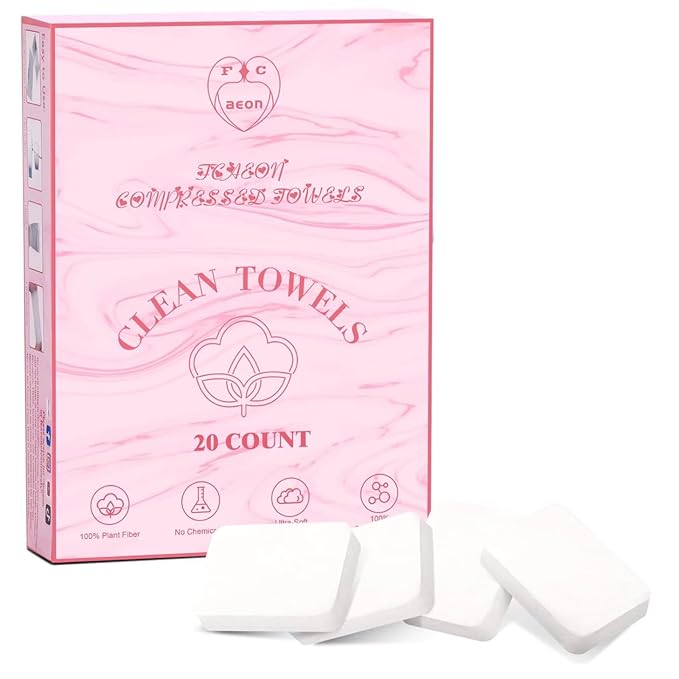 Disposable Face Towel 20 Count Compressed Towel Tablets 12×9 Inch Washcloths