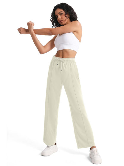 Tapata Long Women's 32" Inseam Casual Pants Track Athletic Sweatpants Warm Up Loose Side Stripe Street Slacks, Beige, XXL