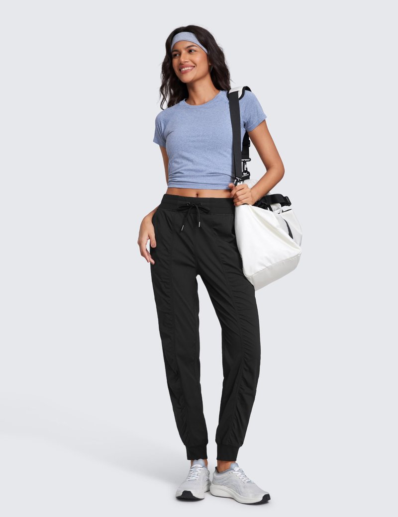 CRZ YOGA Lightweight Workout Joggers for Women 30.5" - Outdoor Running Casual Pants with Pockets Black Medium
