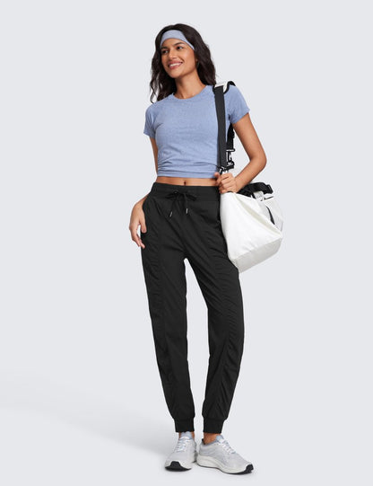 CRZ YOGA Lightweight Workout Joggers for Women 30.5" - Outdoor Running Casual Pants with Pockets Black Medium