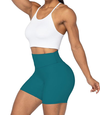 Sunzel Women's Biker Shorts in High Waist Tummy Control with No Front Seam 5" Deep Lagoon Medium