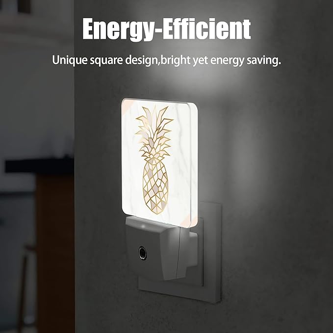 Rose Gold Pineapple Dusk to Dawn Night Light, Auto Sensor Lamp Home Indoor Stairway Kitchen Corridor, Night Lights Plug into Wall Decor, Boys Girls Women Men Room Gifts