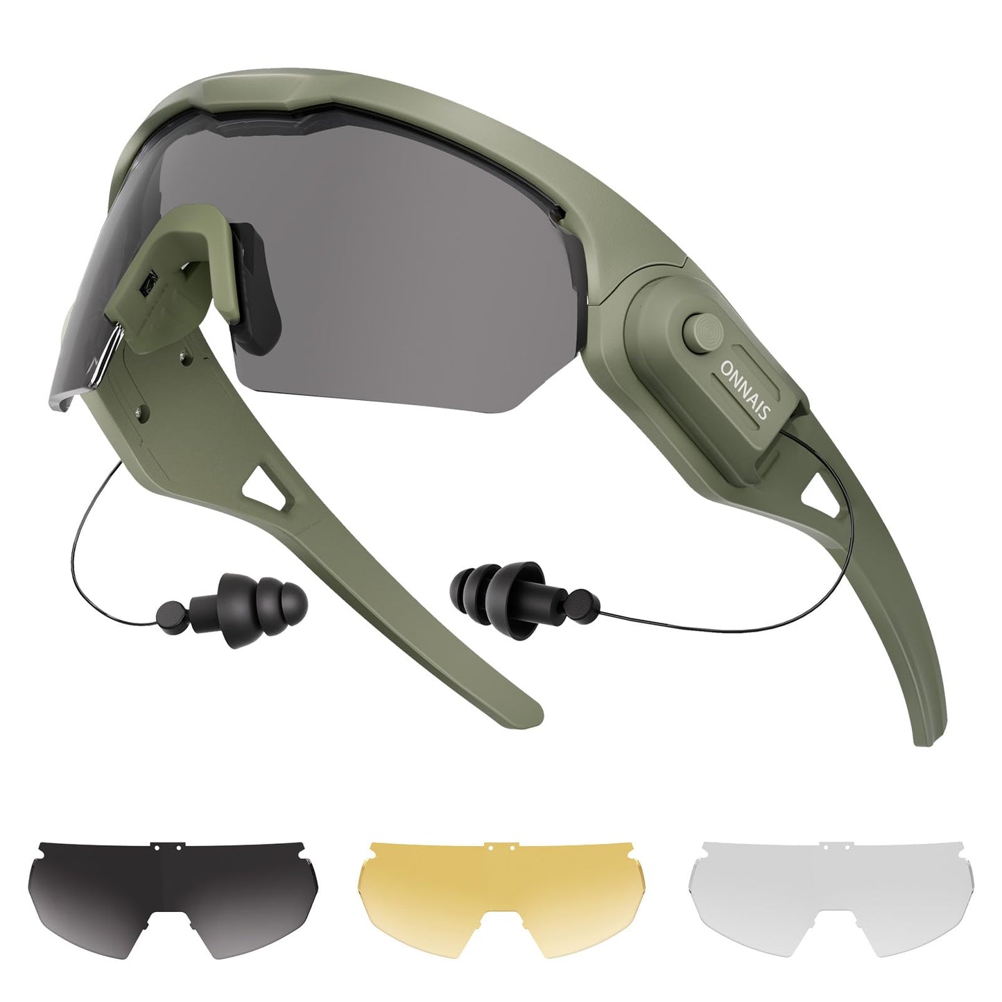 ONNAIS Safety Glasses ANSI Z87.1+ with Earplugs NRR 32dB Green