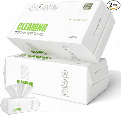 Facial Towels 2 pack Soft Dry Wipes Disposable Face Towel Cotton Tissue 20x20cm