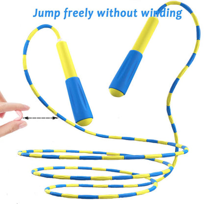 Beaded Jump Rope, ACEONE Segmented Skipping Rope for Kids Adults, Adjustable Tangle-Free Toddler Jumping Rope for Fitness Exercise Training (sky blue)