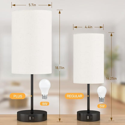 AKASUKI 18Inch Table Lamp with Dual Charging Station, 3 Way Dimmable Touch Lamp for Bedroom, Living Room, Office(LED Bulb Included)