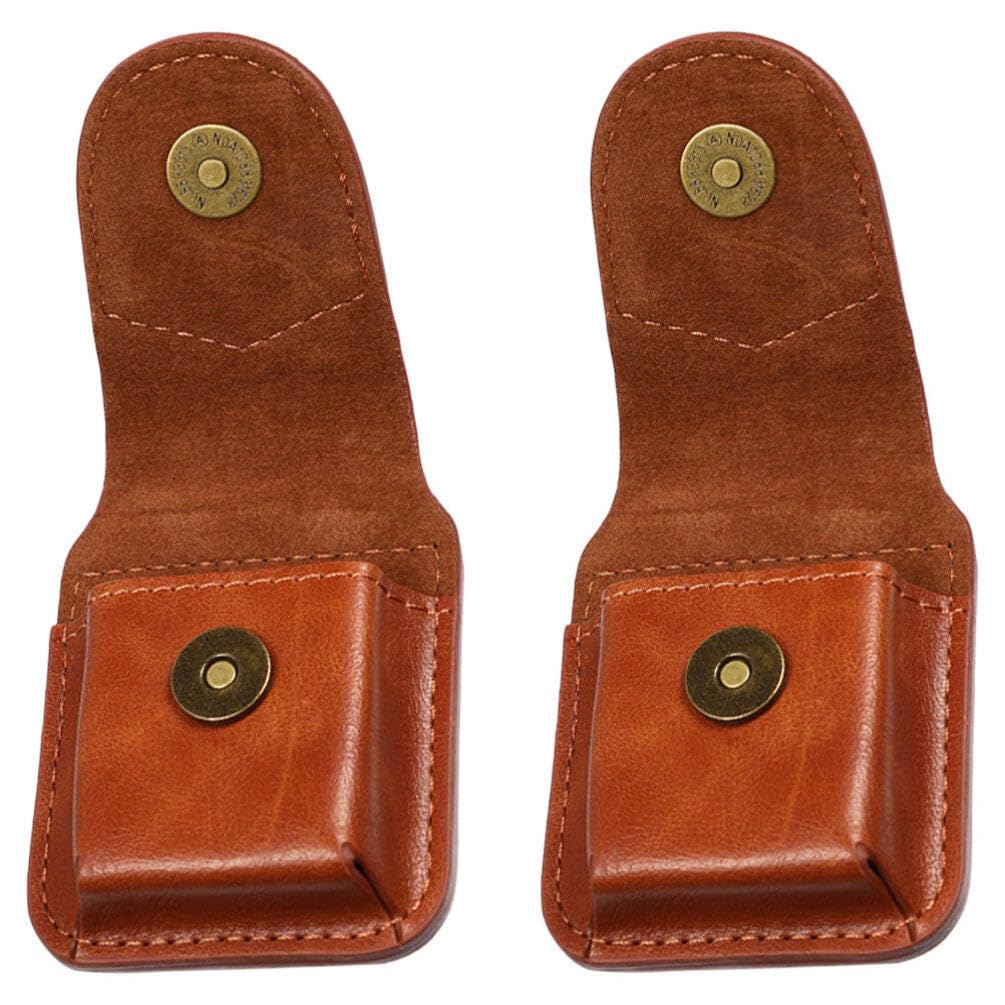 iplusmile Leather Lighter Case 2 Pack Cigarette Lighter Protective Sleeve Portable Storage Cover with Magnetic Buckle Compact 2.95X2.36X1.18In for Men