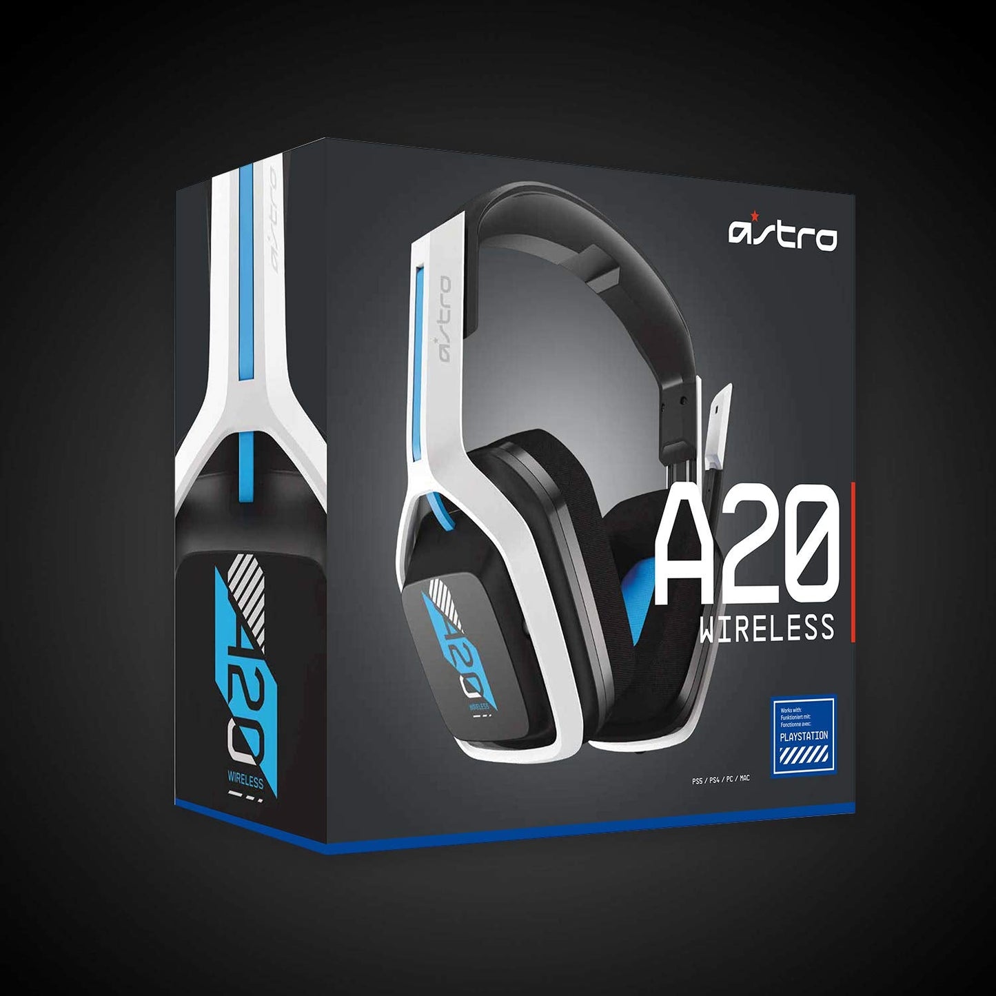 ASTRO Gaming A20 Wireless Headset Gen 2 - Compatible with PlayStation 4 & 5 / PC/Mac - White/Blue
