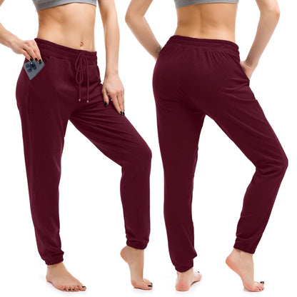 Walifrey Womens Joggers with Pockets, Drawstring Sweatpants Women for Lounging Jogging Gym and Workout Red,1 Pack Red S