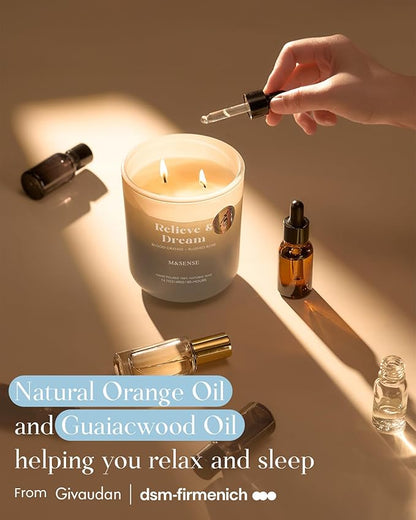 M&SENSE Blood Orange & Blushed Rose Aromatherapy Candle for Stress Relief & Relaxation, 14.1oz 80-Hour Long-Lasting Non Toxic Highly Scented Candle, Natural Soy Wax Spiritual Healing Gift