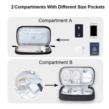 DDgro Travel Accessories Organizer Electronics Pouch for Keeping Certificates Charger/Power Bank/Cables/Mouse/Earphone (Medium, Black)