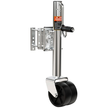 YOMILINK 2000 lbs Trailer Jack with Dual Wheel, Heavy Duty Swivel Boat Jack, 12" Lift, Bolt-on Tongue Trailer Jacks for RV Boat Trailers, Silver