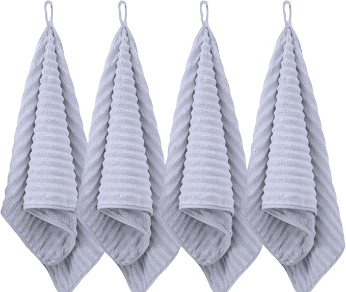 4PCS Gray Microfiber Hand Towels