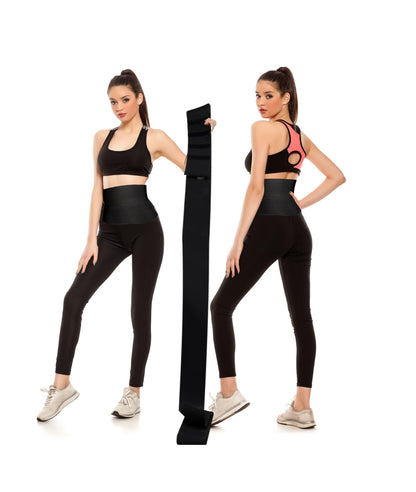 Waist Trainer for Women - Adjustable Postpartum Belly Wrap Tummy Control Bandage & Core Stability, Elastic Waist Trimmer Belt for Fitness, Daily Use, Black
