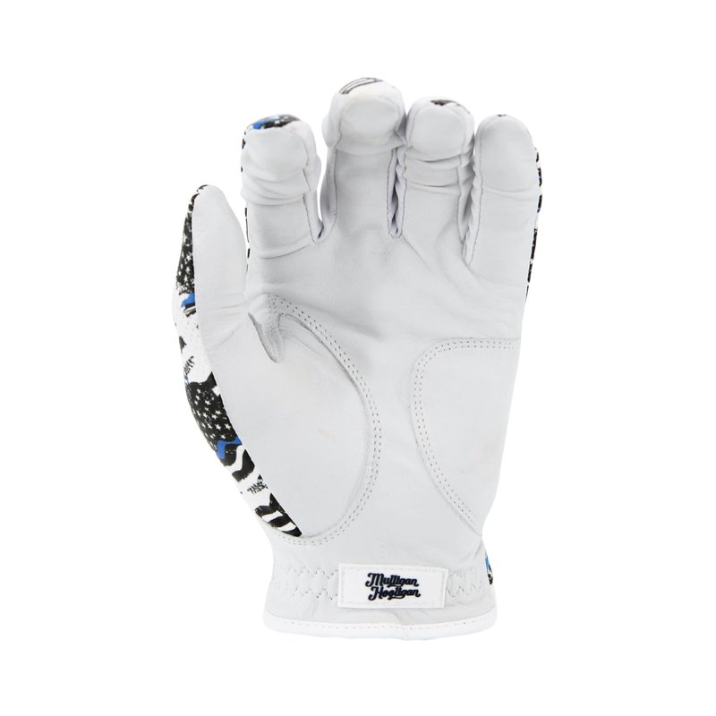 MULLIGAN HOOLIGAN® Men's Golf Glove | Premium Cabretta Leather & Mesh, Breathable Moisture-Wicking Comfort, Unique Standout Design for Men & Women (USA Blue Line, Large, Worn On Left Hand)
