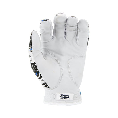 MULLIGAN HOOLIGAN® Men's Golf Glove | Premium Cabretta Leather & Mesh, Breathable Moisture-Wicking Comfort, Unique Standout Design for Men & Women (USA Blue Line, Large, Worn On Left Hand)