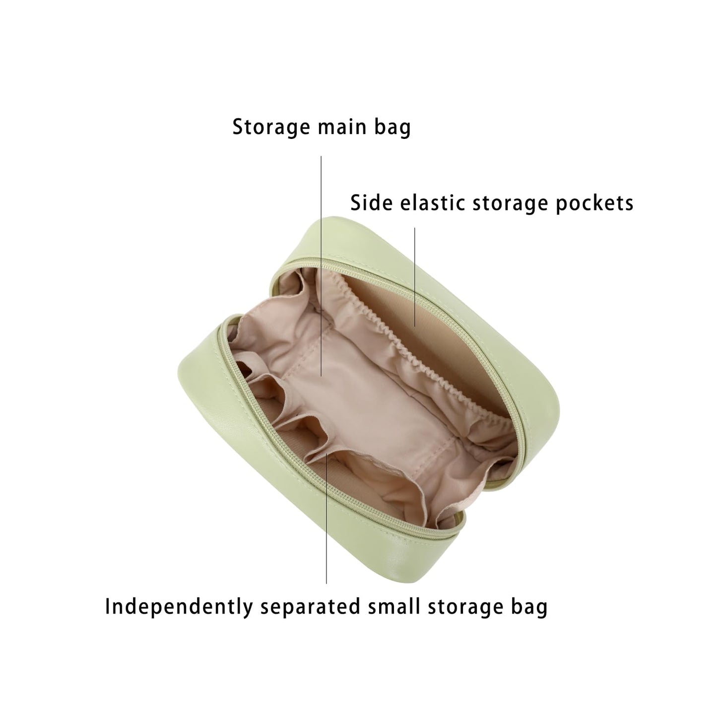 RIGHT AWAY Small Makeup Bag for Purse,Travel Cosmetic Bag Organizer for Women,Cute Make Up Pouch Waterproof Toiletry Bag with Zipper,Portable Makeup Case Skincare Bag for Travel Accessories(Green)