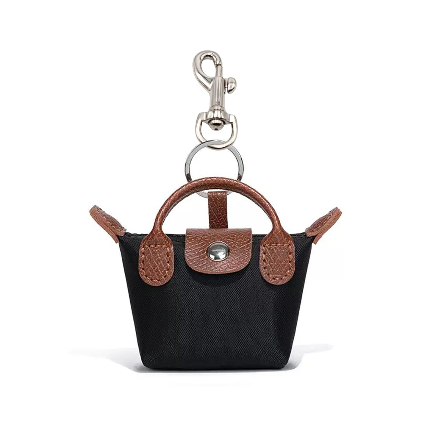 JNZGYBW Mini Purse With Keychain， Handbag Cosmetic Bag，Small Pouch Purse Charm Nylon Mini Bag Snap Closure Pouch Portable Travel Storage Bag For Women (black)