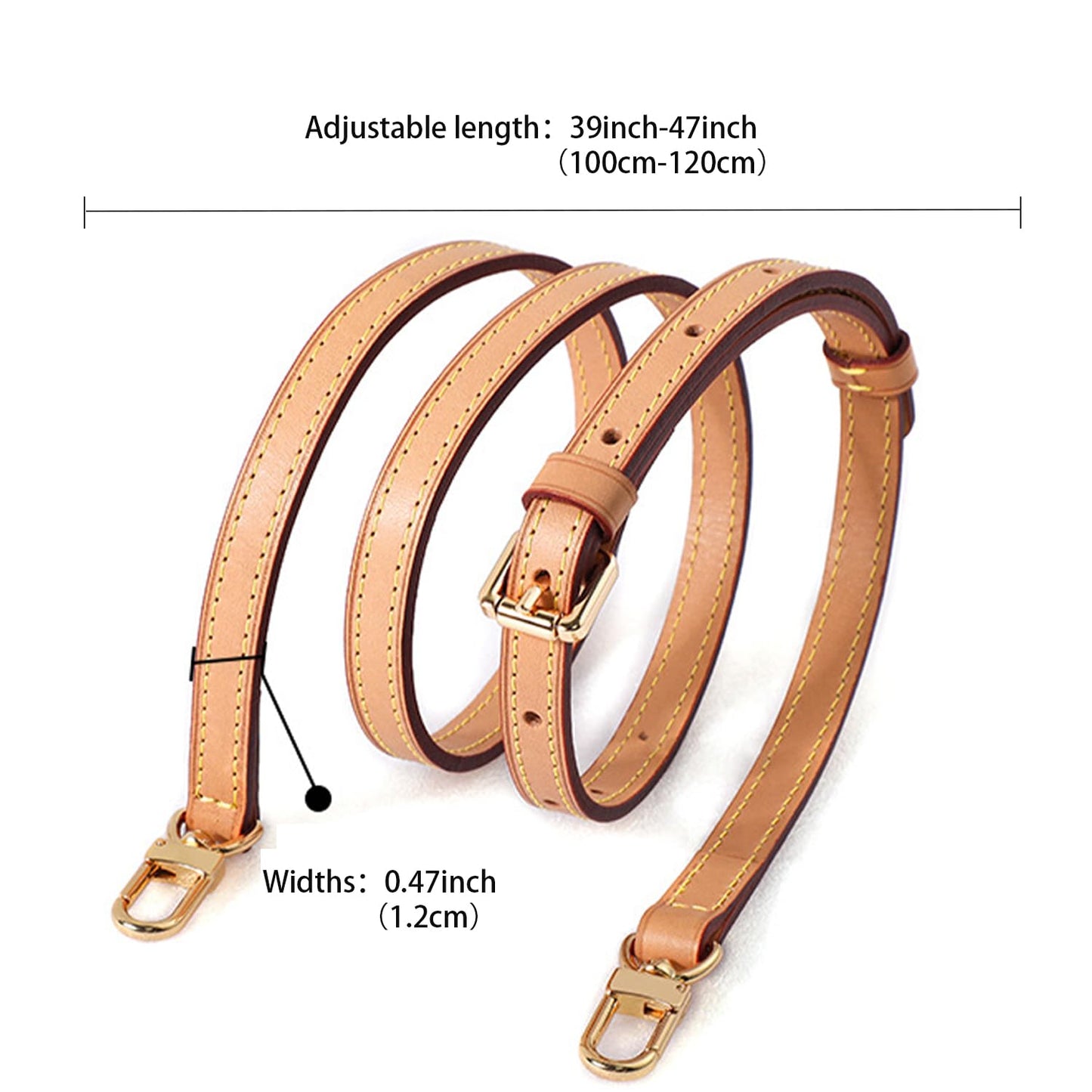 Vachetta Leather Crossbody Strap for SPEEDY L V Handbag Replacement Shoulder Strap（Length39-47 in *Width 0.47in）