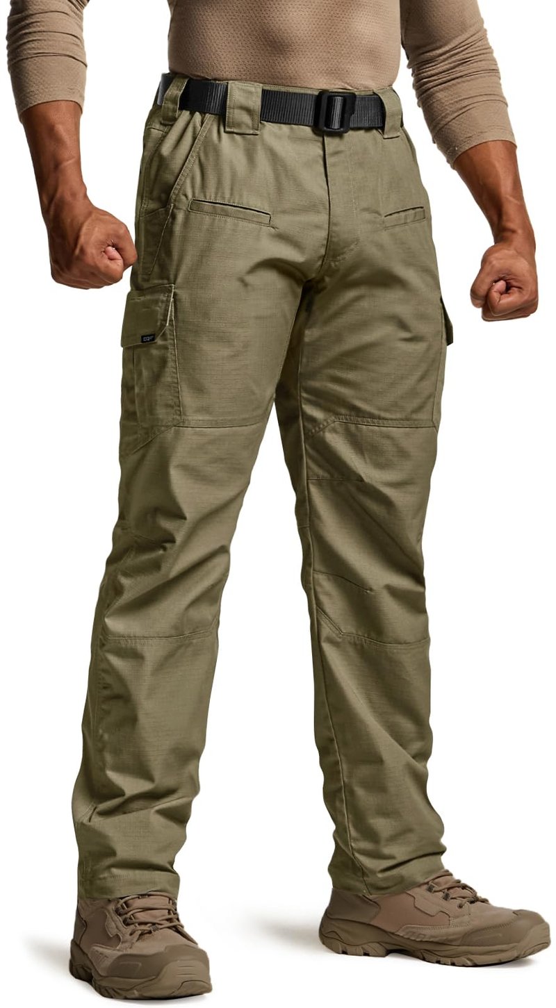 CQR Men's Tactical Pants, Water Resistant Ripstop Cargo Pants, Lightweight EDC Work Hiking Pants, Outdoor Apparel, Raider Soil Green, 34W x 34L