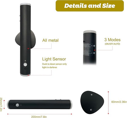 Motion Sensor Night Light, Cordless Battery Powered Magnetic Wall Light, Adjustable 3 Mode Lighting, 2 only Mounted, Corridor Staircase Sensor Night Light (2 pcs-Black)