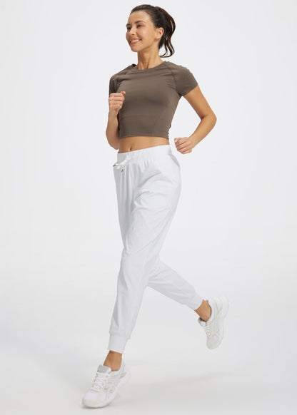 Libin Joggers for Women Yoga Sweatpants Athletic Dance Workout Leggings Tapered Lounge Casual Teacher Pants for Running Cloths, White M
